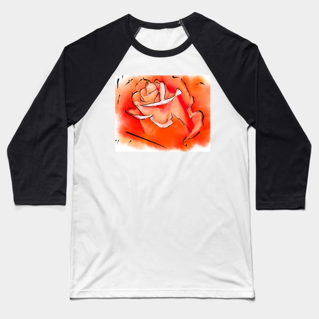 Orange Rosebud In Abstract Baseball T-Shirt by KirtTisdale